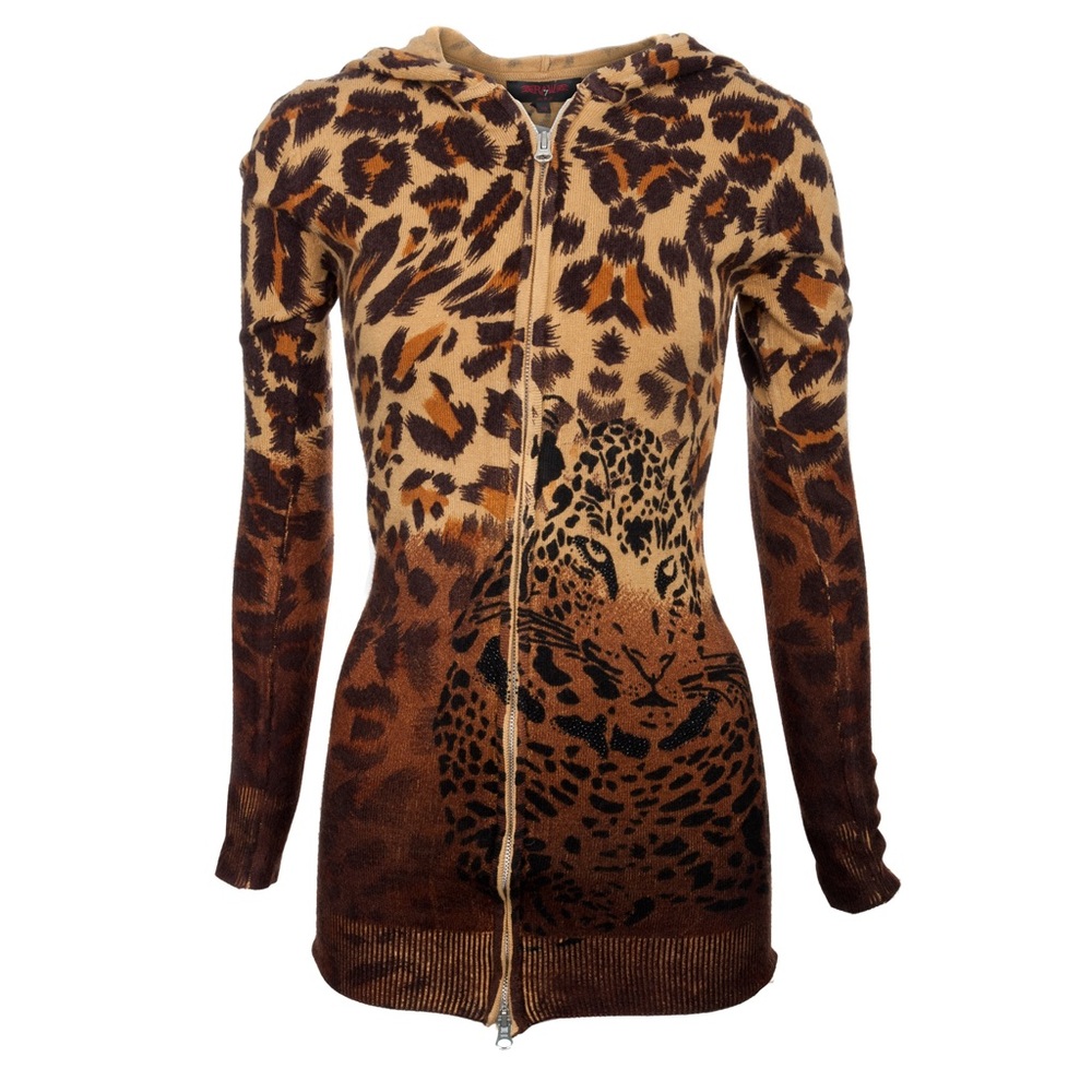 Raw7 Zip Hoodie Leopard Print - Brown
